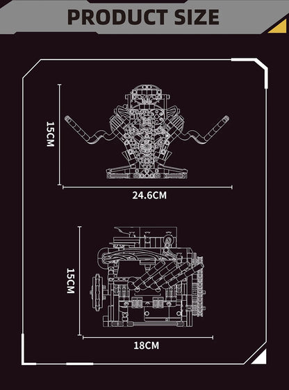 NEW Creative V8 Engine Model Set Building Block Technical Cars With LED Light Assembly Bricks Toys Decor Kids Christmas Gifts
