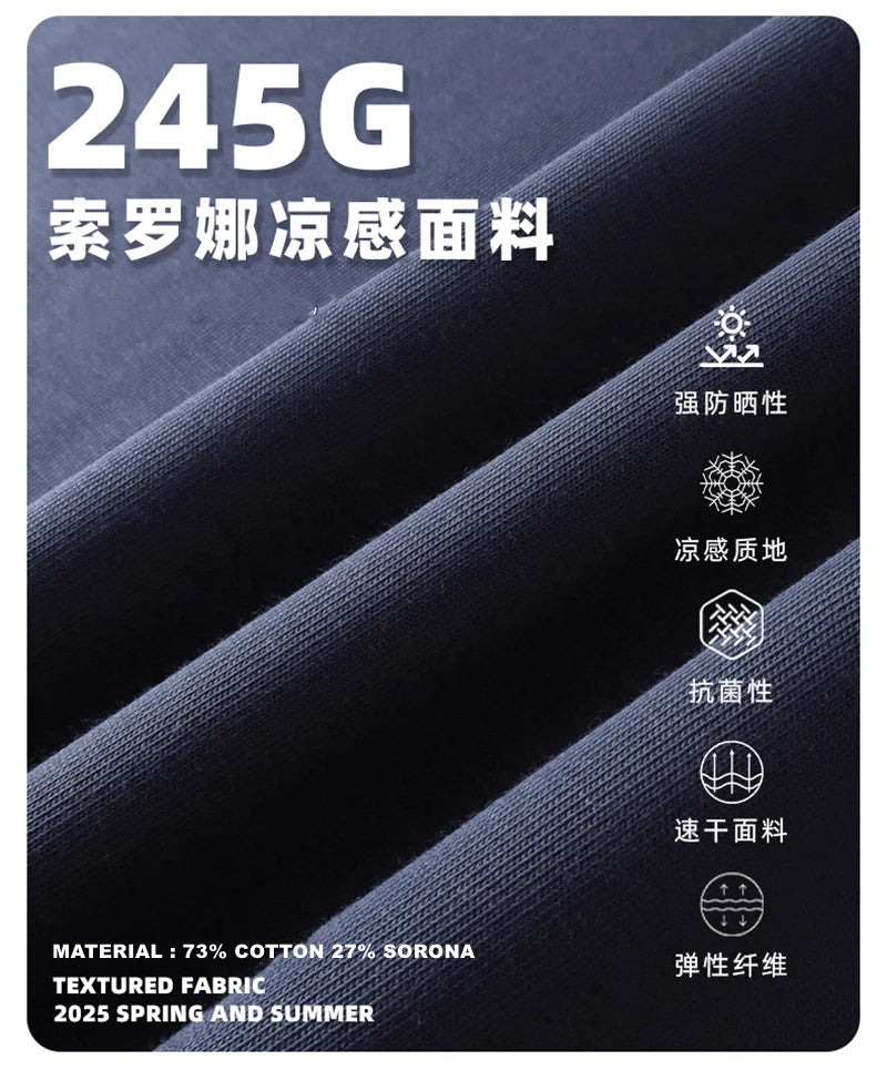 ZODF Fashion 2025 Summer Men Sorona T-Shirts Unisex Casual Cool Feeling Quick Dry O Neck 245gsm T Shirt Brand Tees HY1032