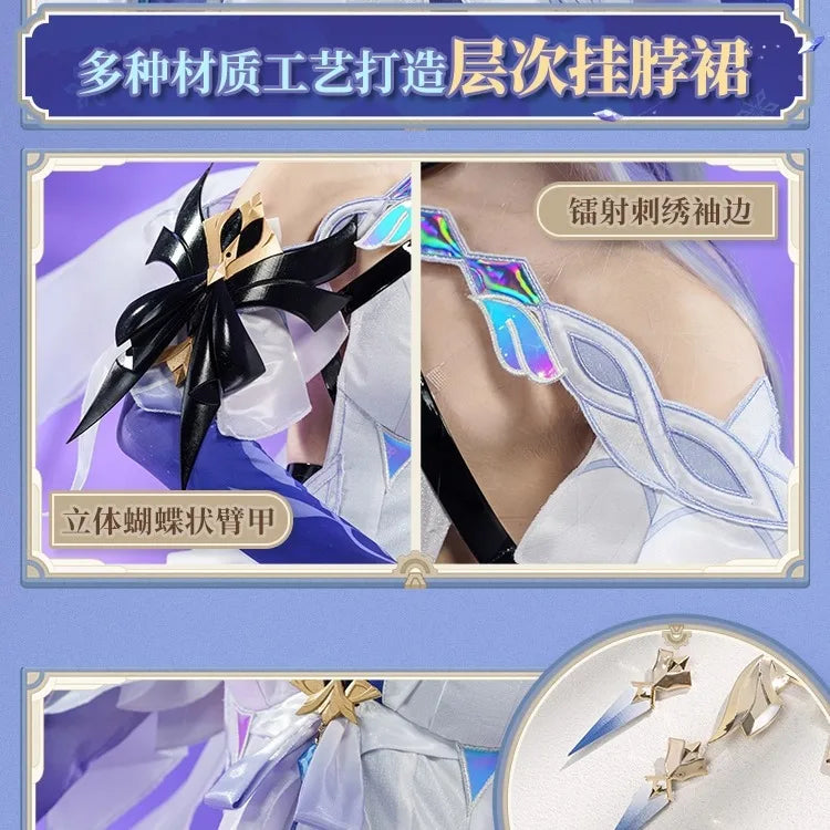 iCoser Genshin Impact Skirk Cosplay Costume Wig Dress New Skin Uniform Headwear Metal Props Halloween Party Women Girls Carnival