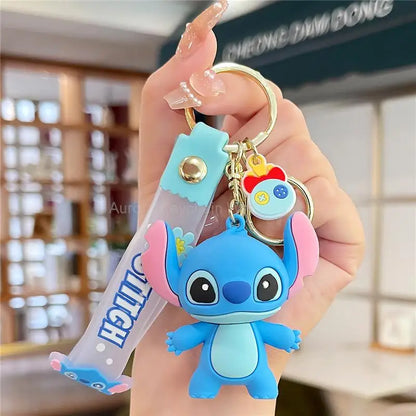 New Anime Disney Keychain Mickey Mouse Minnie Lilo & Stitch Cartoon Keyring Key Chain Car Pendant Kids Toys Gift Wholesale