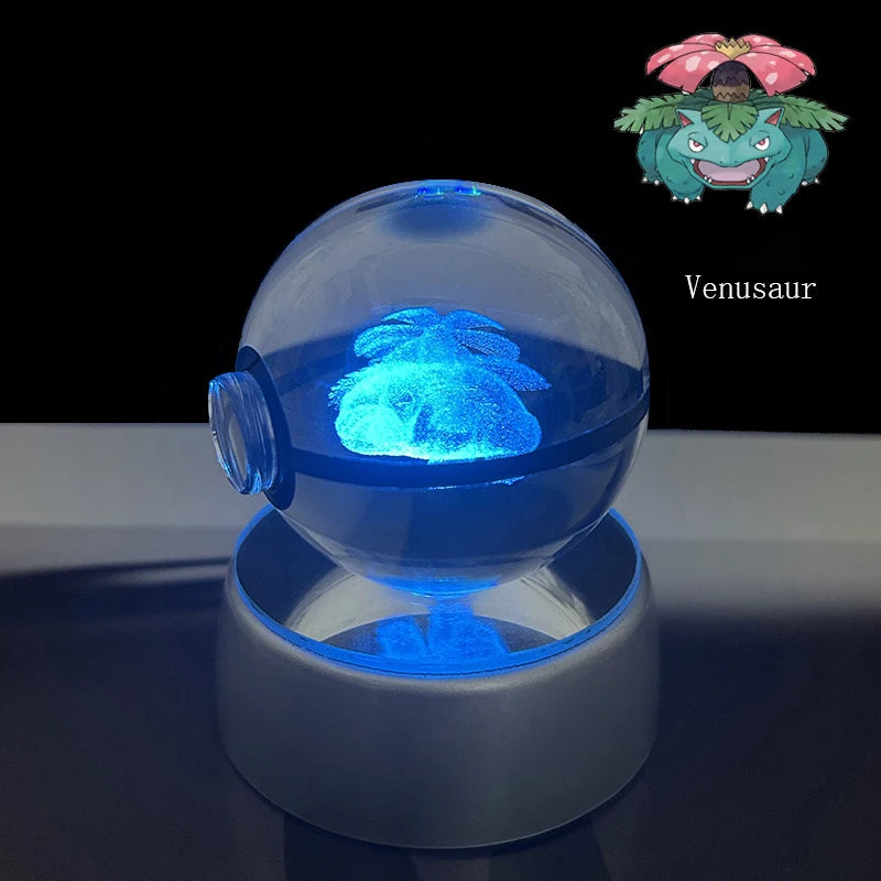 Pokemon 3D Crystal Ball Glastrier Charizard Eternatus Froakie Anime Game Pokeball Led Night Light Base Birthday Gift Home Decora
