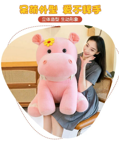 New 55cm Large Size Hippo Plush Toy Fluffty Kawaii Plushie Doll Simulation Hippo Doll Anime Cute Stuffed Animals Soft Plush Gift