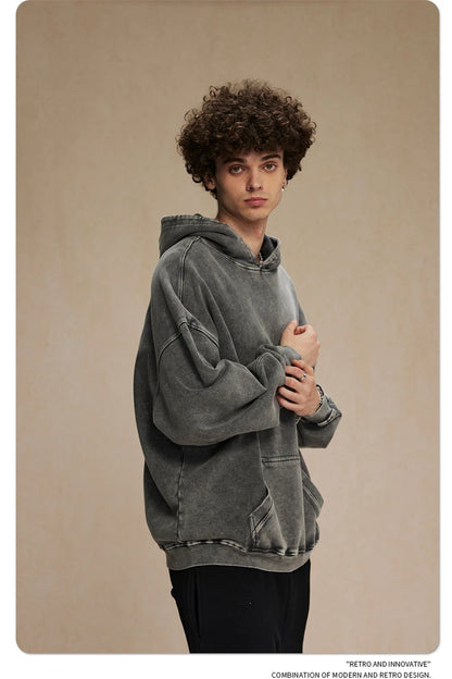 ZODF Vintage Batik Washed 420gsm Cotton Hoodies For Men Unisex Heavyweight Loose Hip Hop Hooded Sweatshirts Pullovers HY0696