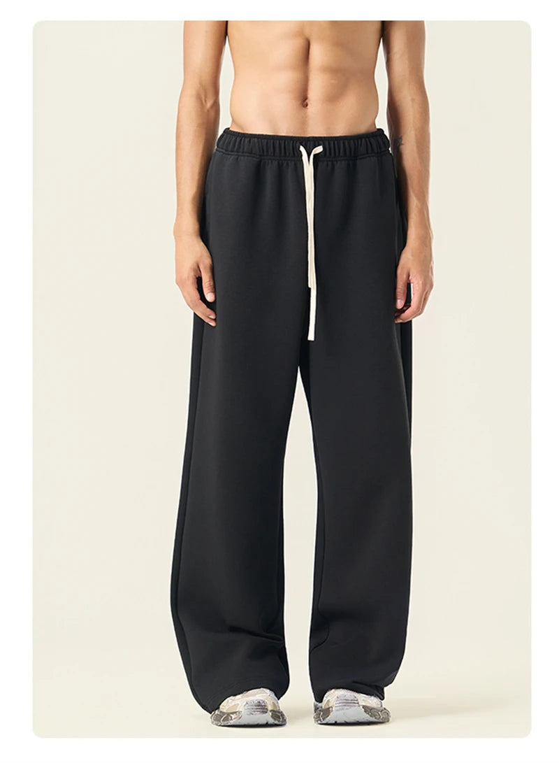 ZODF Casual 350gsm Fleece Unisex Loose Fit Wide Leg Straight Pants Warm Sport Trousers Winter HY0037