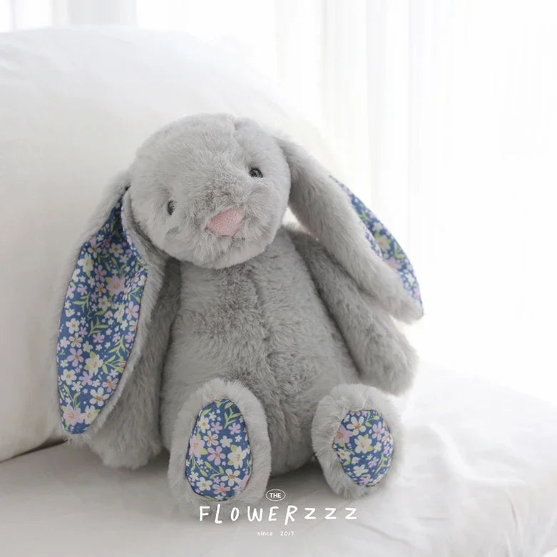 30cm Cartoon Floral Rabbit Plush Toy Pink White Bonnie Rabbit Stuffed Animal Doll Children's Room Decor Birthday Gift For Girl