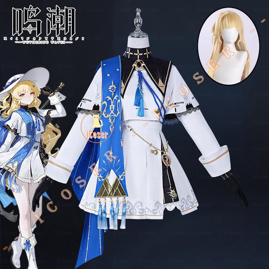 Wuthering Waves Phoebe Cosplay Costume Wig Dress Hat Headwear Sticker Stocking Rinascita Halloween Party Women Girls Prop iCoser