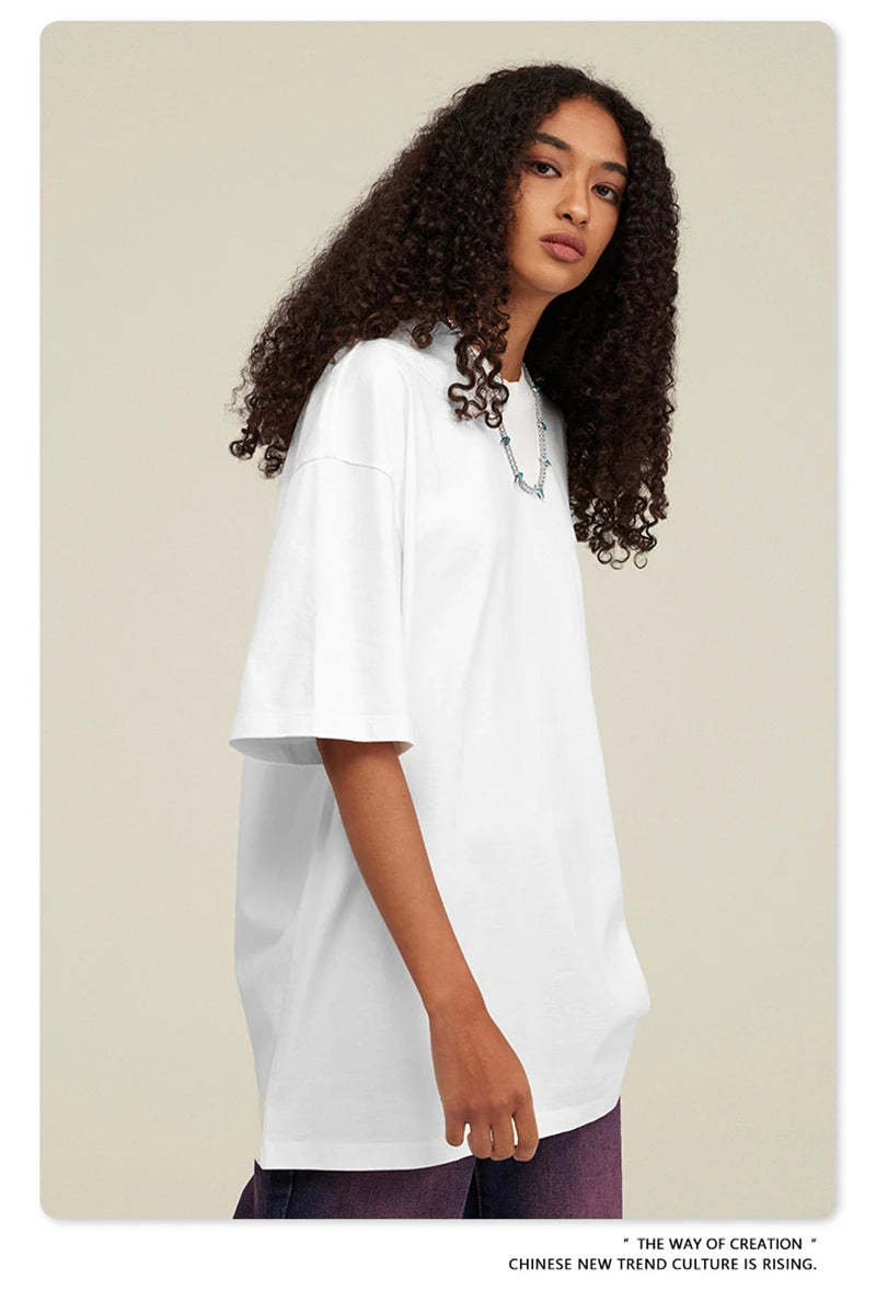 ZODF New Summer Men Washed Batik Cotton T Shirts Unisex American Retro High Street 270gsm Short Sleeve Tees Streetwear HY0489