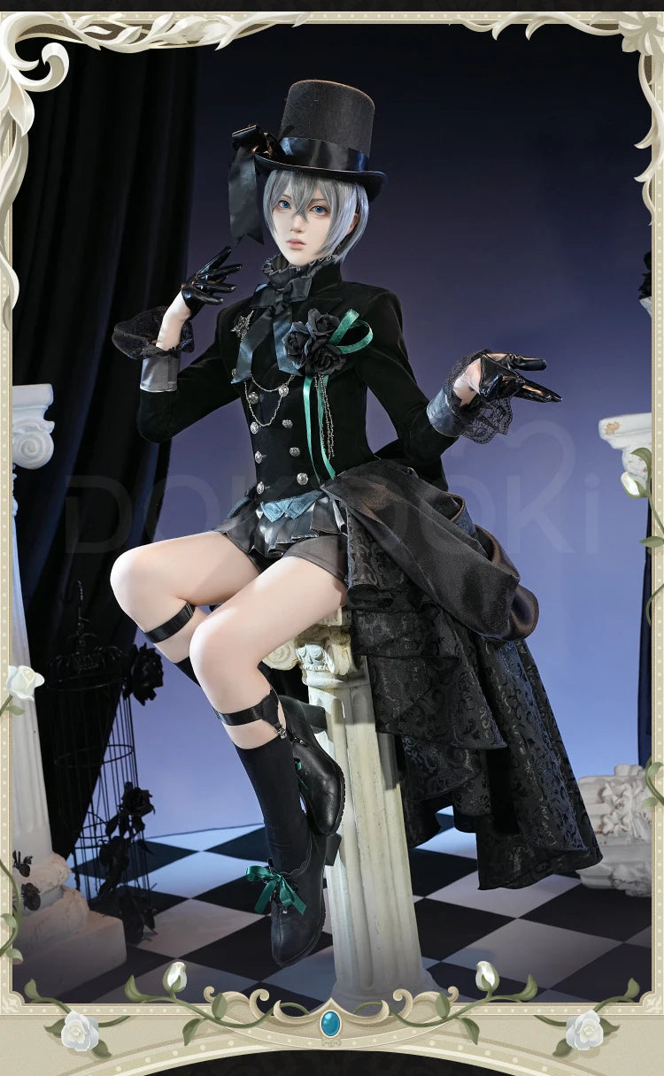 IN STOCK Ciel Phantomhive Cosplay Costume Anime DokiDoki-SR Ciel Black Rose Costume Men Cosplay Halloween