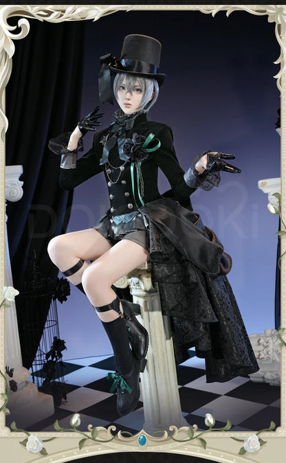 IN STOCK Ciel Phantomhive Cosplay Costume Anime DokiDoki-SR Ciel Black Rose Costume Men Cosplay Halloween