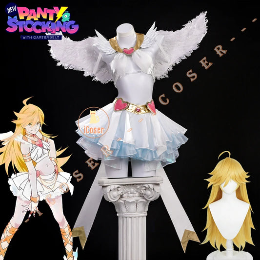 Anime New Panty Stocking with Garterbelt Pantiel Panty Anarchy Cosplay Costume Angel Skirt Wings Halloween for Women Girls Prop