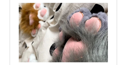 Anime Cute Cat Claw Glove Plush Toy Turn Into Cat Cosplay Props Funny Gloves White Black Grey Plushies Costume Accessories Glove