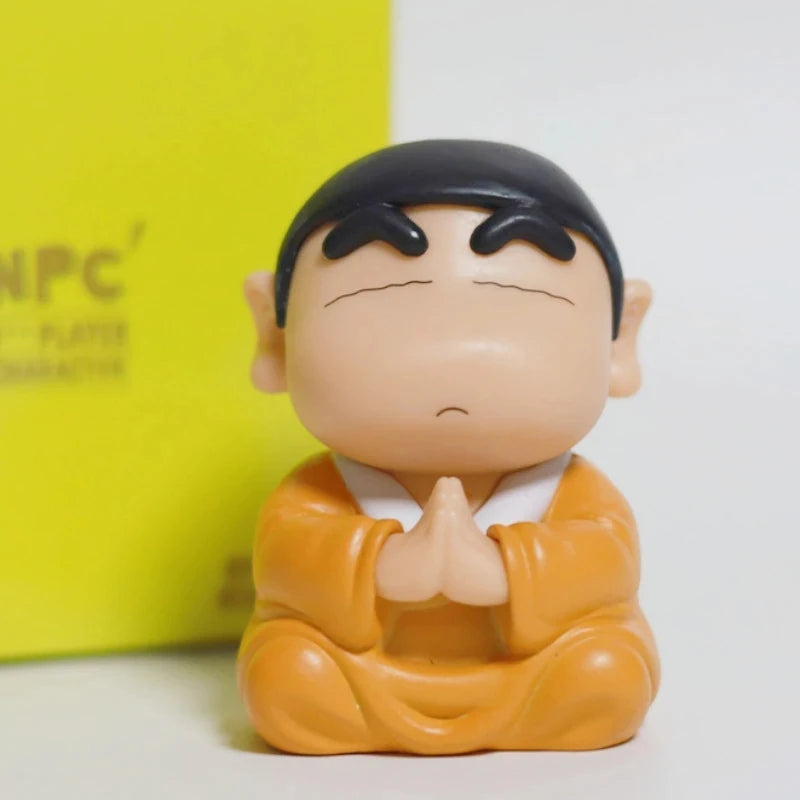 8cm  Anime Crayon Shin Chan Cos Buddha Good Luck Compassion Action Figure Funny Doll PVC Model Toys Collection Children Gifts