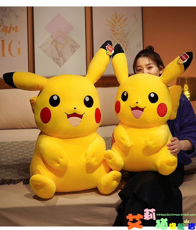 55/62/80CM Big Size Pokémon Pikachu Plushies Cartoon Anime Peluche Kawaii Ornament Stuffed Comfortable Soft Doll Children Gift