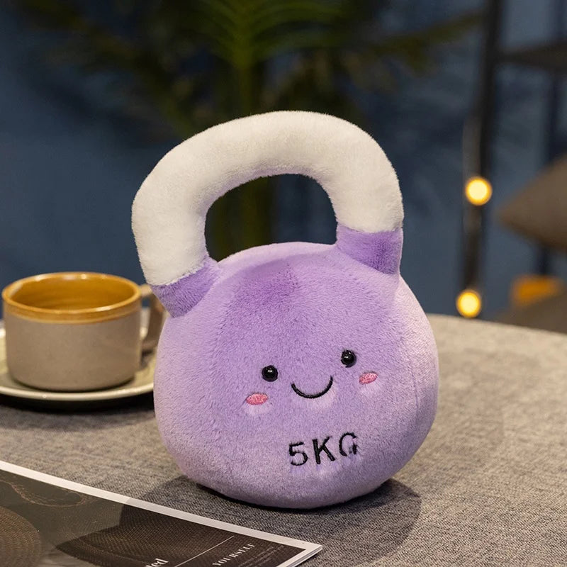 Simulation Fitness Equipment Plush Toy Kettlebell Dumbbell Stuffed Doll Kawaii Room Decor Birthday Xmas Gifts for Kids