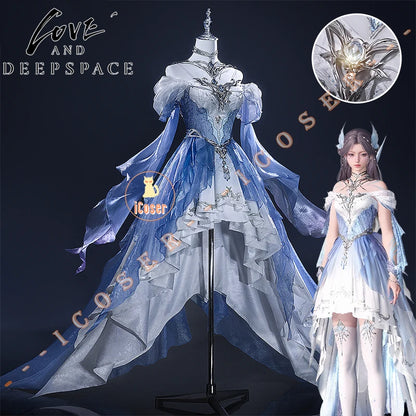 Love and Deepspace MC Cosplay Costume Deepsea Waves Dress Heroines Uniform Carnival Outfit Headwear Halloween Party Women Girls