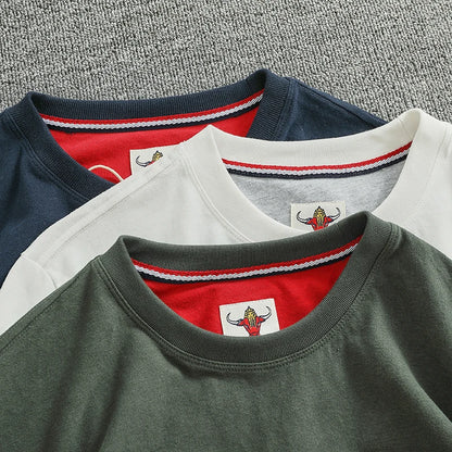 Autumn New American Retro Long-sleeved O-neck Letter Printed T-shirt Men's Fashion Simple 100% Cotton Washed Casual Sport Tops