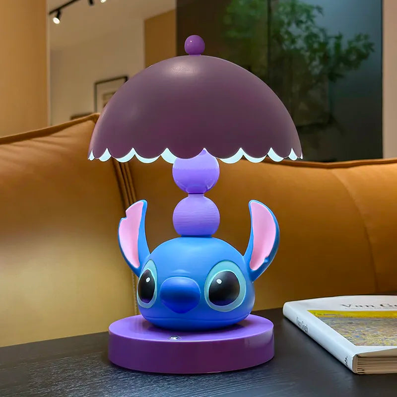Cute Disney Lilo&Stitch Bedroom Bedside Lamp Anime Figure Table Lamp USB Plug 3 Color Dimming Living Room Study Atmosphere Light
