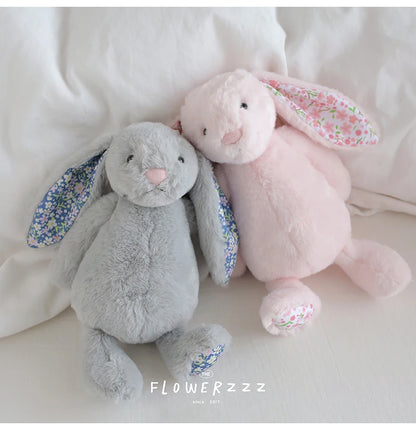 30cm Cartoon Floral Rabbit Plush Toy Pink White Bonnie Rabbit Stuffed Animal Doll Children's Room Decor Birthday Gift For Girl