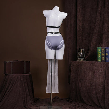 Wuthering Waves Augusta Cosplay Costume Wig Dress Uniform Headwear Earrings Christmas Halloween Party for Women Girls Role Play