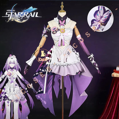 iCoser Honkai Star Rail Castorice Cosplay Costume Wig Dress Uniform Headwear Halloween Party for Women Girls Carnival Cos Props