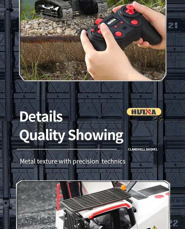 Huina 1594 22 Channels Large Remote Control Excavator 1/14 Electric Heavy Duty RC Excavator for Children Toys Model