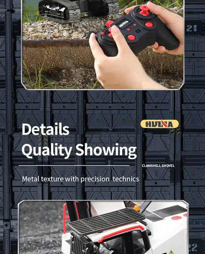 Huina 1594 22 Channels Large Remote Control Excavator 1/14 Electric Heavy Duty RC Excavator for Children Toys Model