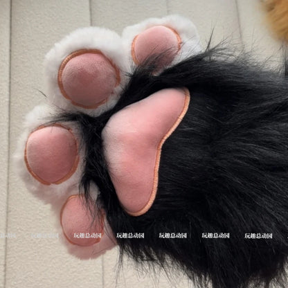 Anime Cute Cat Claw Glove Plush Toy Turn Into Cat Cosplay Props Funny Gloves White Black Grey Plushies Costume Accessories Glove