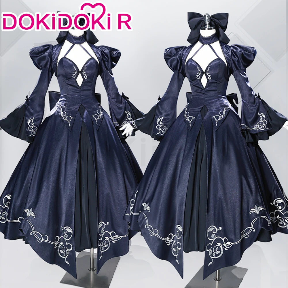 Saber Artoria Pendragon Cosplay Costume Game Fate/stay Night DokiDoki-R Women Black Saber Dress