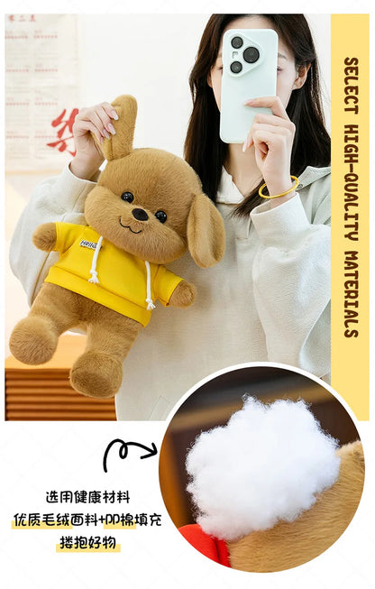 Kawaii Plush Dog Stuffed Animal Toy Hoodie Puppy Doll for Girls Soft Comforter Kids Birthday Christmas Gift Living Room Decor