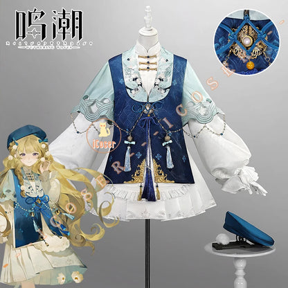 Wuthering Waves Phoebe Cosplay Costume Wig Dress Hat Headwear Game Outfit Uniform Socks Halloween Party for Women Girls Props