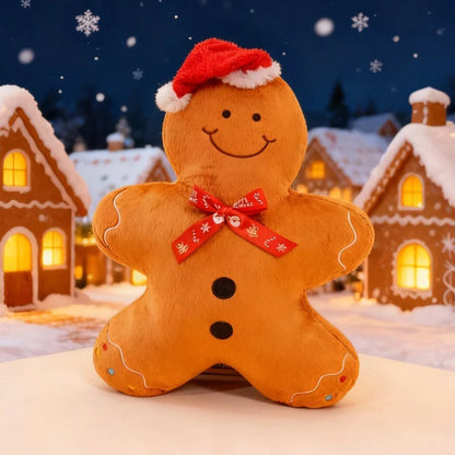 Big Festive Christmas Plush Pillow Cushion Adorable Snowman Gingerbread & Christmas Tree Design Soft Stuffed Plushies Home Decor