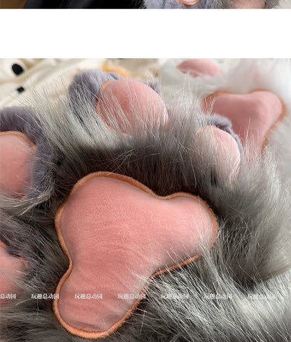 Anime Cute Cat Claw Glove Plush Toy Turn Into Cat Cosplay Props Funny Gloves White Black Grey Plushies Costume Accessories Glove