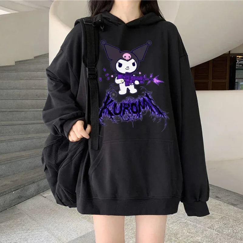 Women's Zipper Hoodie Autumn and Winter New Cute Kawaii Sanrio Hello Kitty Pattern Sweatshirt 2024 Streetwear Women's Clothing