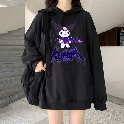 Women's Zipper Hoodie Autumn and Winter New Cute Kawaii Sanrio Hello Kitty Pattern Sweatshirt 2024 Streetwear Women's Clothing