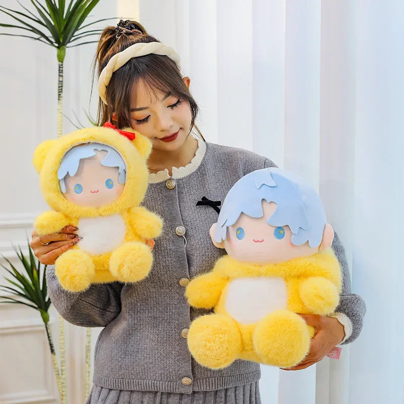 New 35/45/55CM Kawaii Movie Peripheral Yellow Little Bear Boy Stuffed Toy Soft Doll Pillow Decoration Children's Birthday Gif