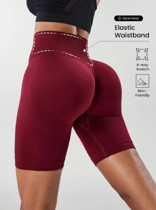 High Waisted Tight Fitting Sports Shorts for Women – Elastic Breathable Moisture-Wicking Yoga and Running Pants