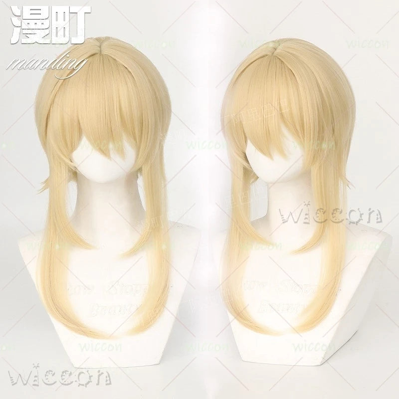 Genshin Impact Lumine Aether Costume Women Polyester Set - wig / m 38