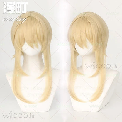 Genshin Impact Lumine Aether Costume Women Polyester Set - wig / m 38