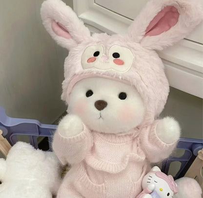 Unique Handmade Brown Bear Plush Toy Change Honey Dress Cloth Baby Girl Hug Cuddly Plushie Doll for Kids Christmas Gift For Kids