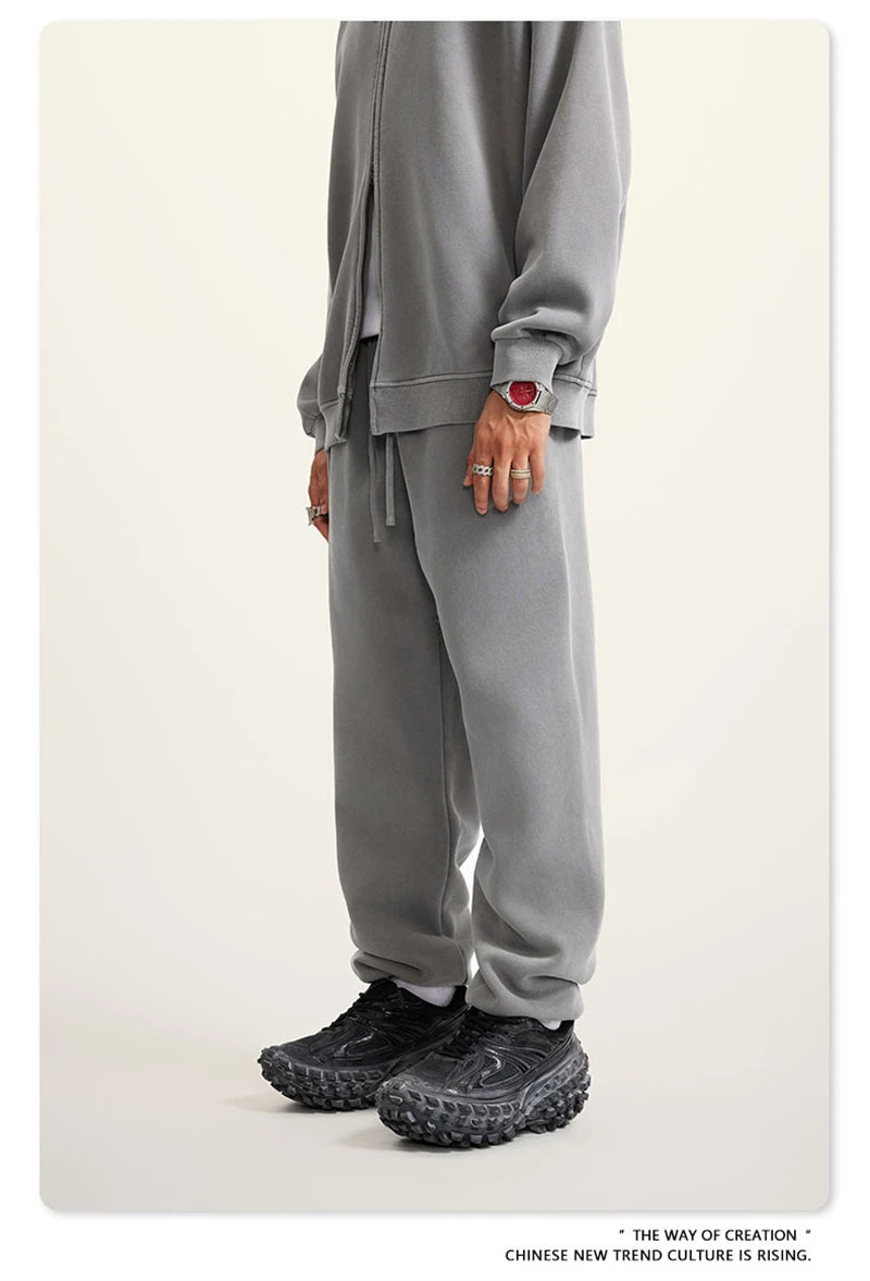 ZODF 2025 Autumn Winter Men’s Washed Fleece Sweatpants 355gsm Loose Retro Joggers Streetwear HY0653