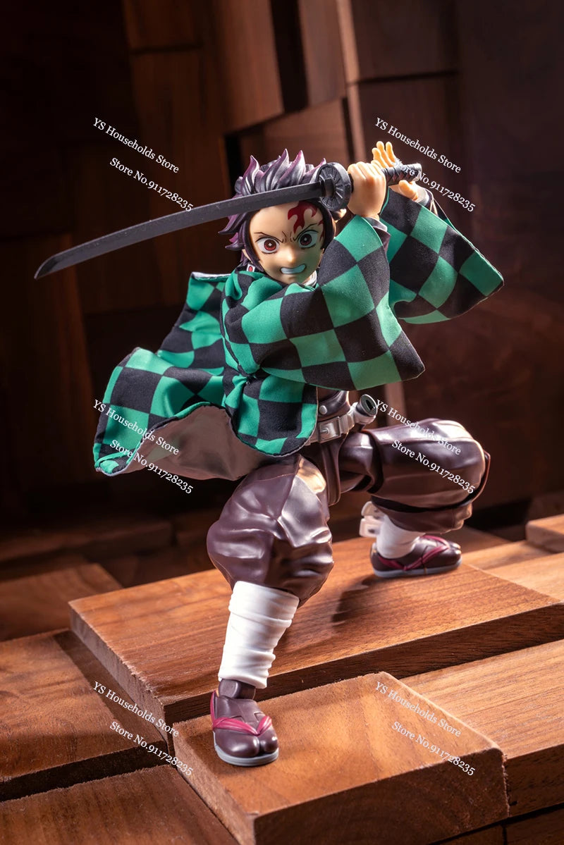 1/12 Kamado Tanjirou Flame Plaid Windbreaker Tomioka Giyuu Spout Matching Color Toy Accessory For Shf Anime Demon Slayer Soldier