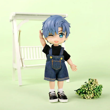 Ob11 Doll Clothes Fashion Tops Jeans Sweatshirt Cool Sleeveless High Neck Sweater Suspenders Shorts For 1/12 Bjd Dolls Accessory