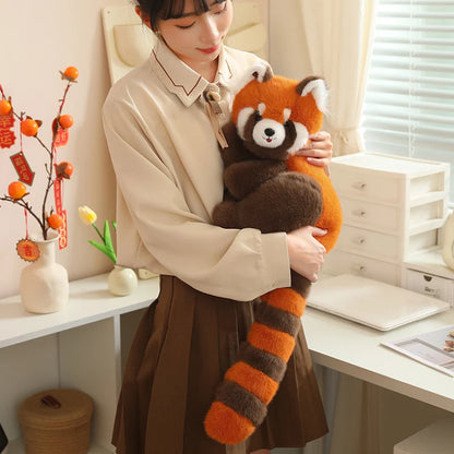 Long Tail Cute Raccoon Soft Toy Huggable Baby Red Panda Plush Doll Sleeping Raccoon Plushie Birthday Gift For Girlfriend Kids