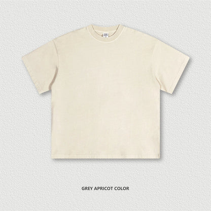 ZODF 2024 Summer Men 200gsm Washed Cotton Solid T Shirts Loose Unisex Male Casual Basic Comfortable T-Shirt Brand Tees HY0254