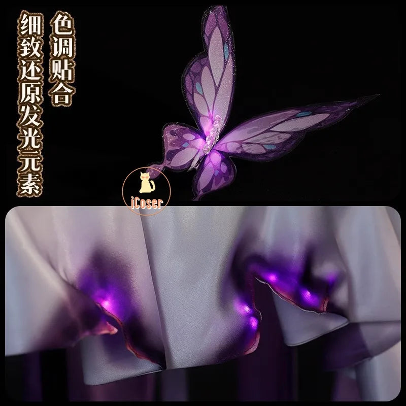 Honkai Star Rail Castorice Cosplay Costume Wig Dress Headwear Earrings Butterfly Props Halloween Party for Women Girls Carnival
