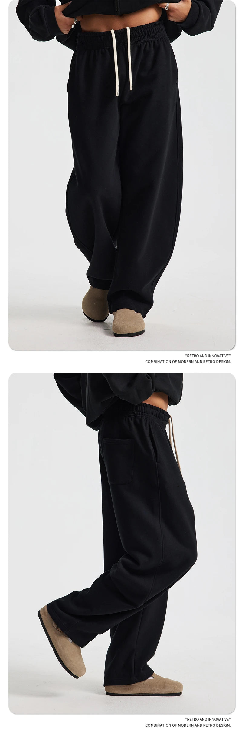 ZODF 2025 Winter 430gsm Unisex Fleece Straight Sweatpants Thick Warm Casual Oversized Trousers HY1170