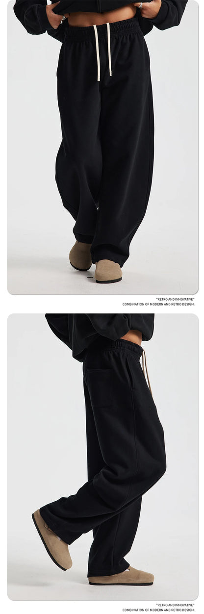 ZODF 2025 Winter 430gsm Unisex Fleece Straight Sweatpants Thick Warm Casual Oversized Trousers HY1170