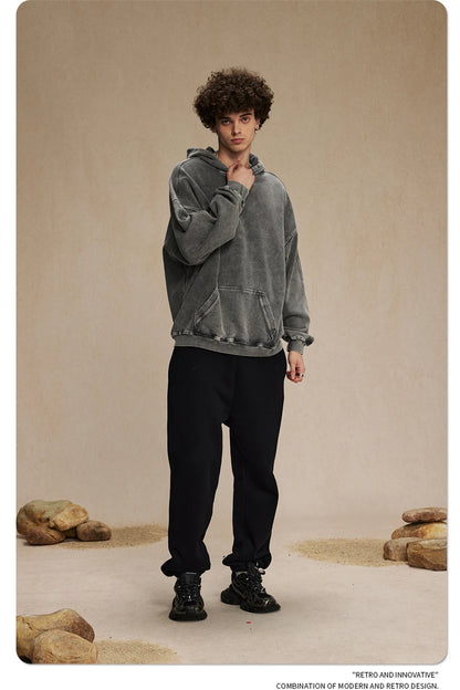 ZODF Vintage Batik Washed 420gsm Cotton Hoodies For Men Unisex Heavyweight Loose Hip Hop Hooded Sweatshirts Pullovers HY0696