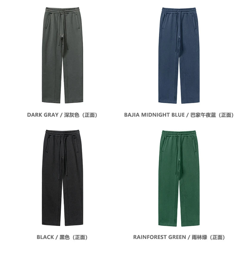 ZODF 345gsm Fleece Straight Pants for Men Unisex Loose Comfortable Sport Trousers Autumn Winter HY0864