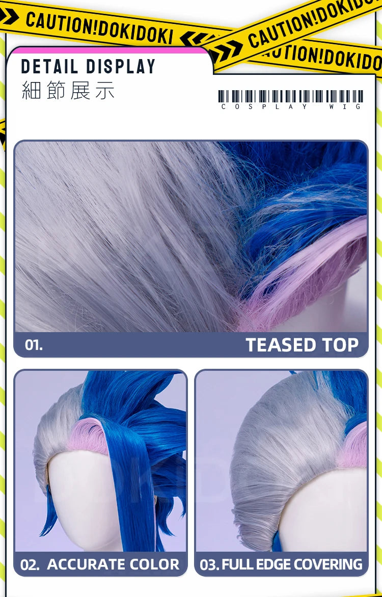 IN STOCK Guinevere Olivia Wig Anime Cosplay DokiDoki Blue Hair Knights Cosplay Double Buns Hight Heat Resistant Free Wig Cap
